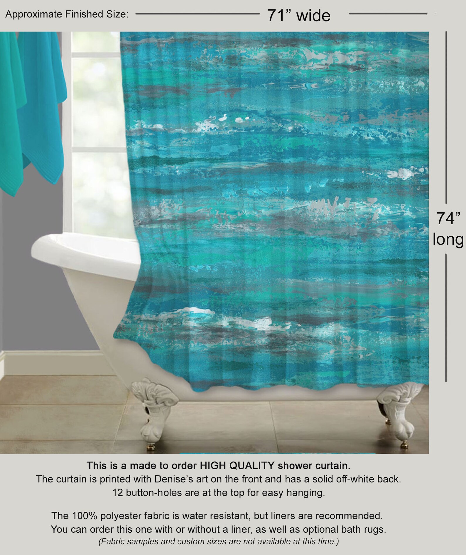 Aqua Gray and Teal Shower Curtain & Bath Mat Sets Modern Etsy