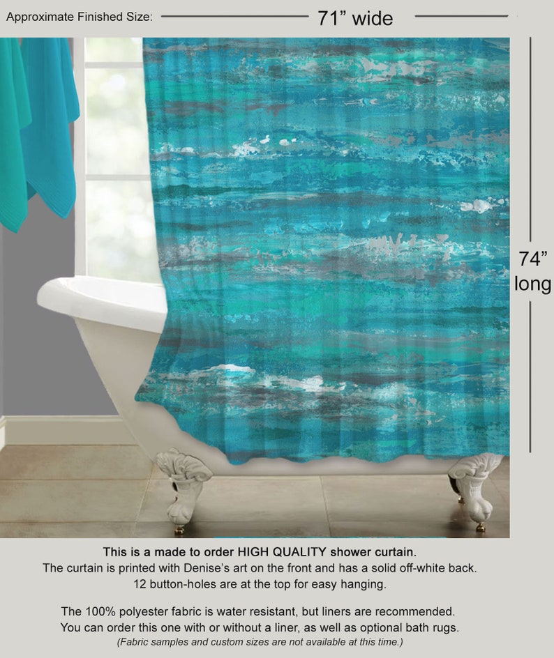 Aqua Gray and Teal Shower Curtain & Bath Mat Sets Modern Etsy