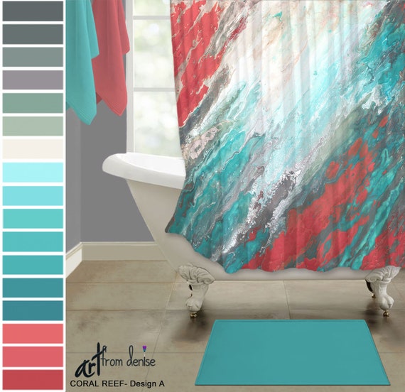 Coral gray shower hot sale curtain