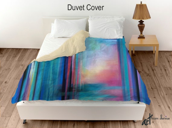 Colorful Duvet Cover Bohemian Jewel Tone Abstract Twin King Or Queen Bedding Set For Modern Dorm Room Or Master Bedroom Decor