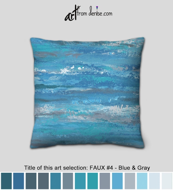 Large Decorative Pillows, Gray Navy Blue and Teal Throw Pillows for Bed  Decor, Couch Pillows Set, or Outdooor Sofa Accent 