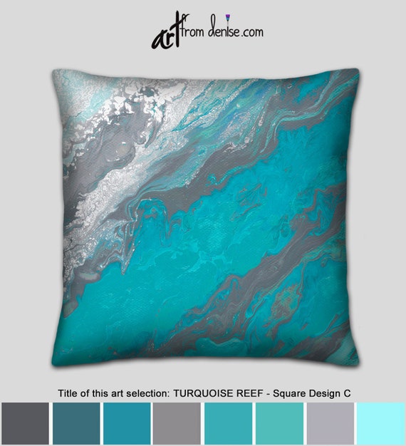 Large Throw Pillows, Teal Aqua Gray and Turquoise Blue Couch Pillows Set, Bed  Decor Pillow, or Blue Lumbar Pillow Covers for Sofa Cushions 