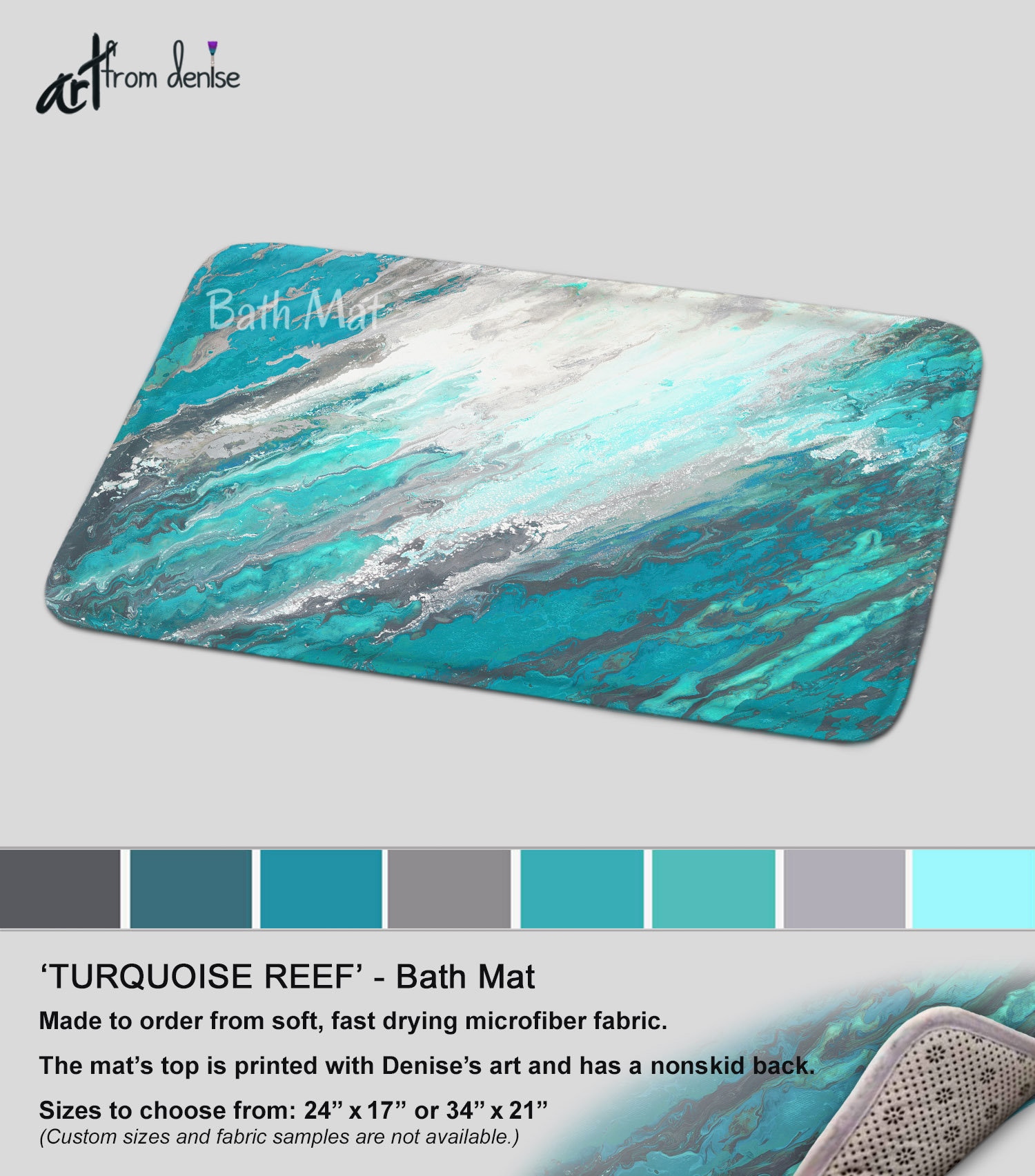 Gray and Teal Bath Mat Modern Bathroom Sets Rug Mats And/or 