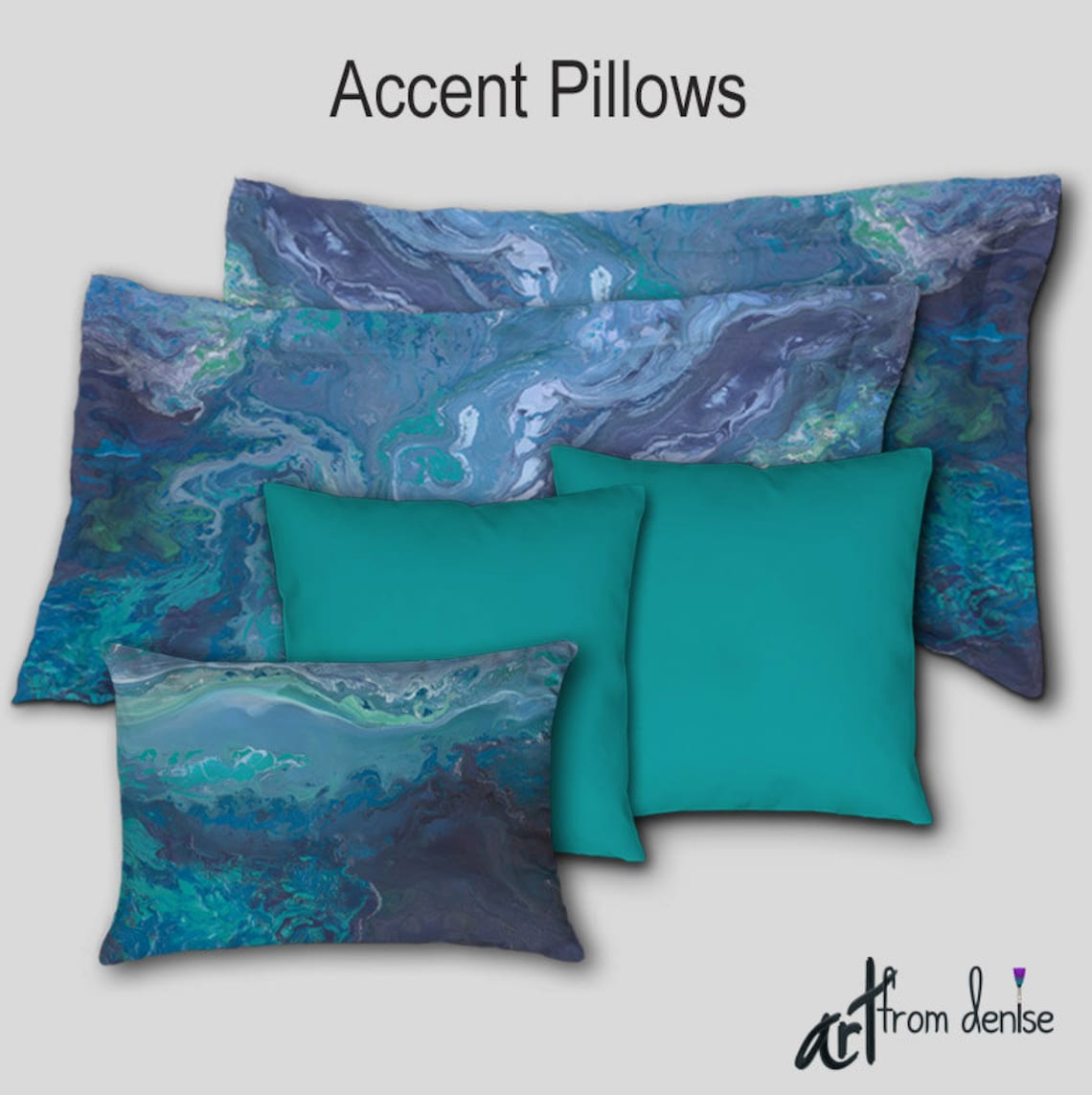 Gray aqua decorative pillows Pillow shams set Master bedroom Etsy España