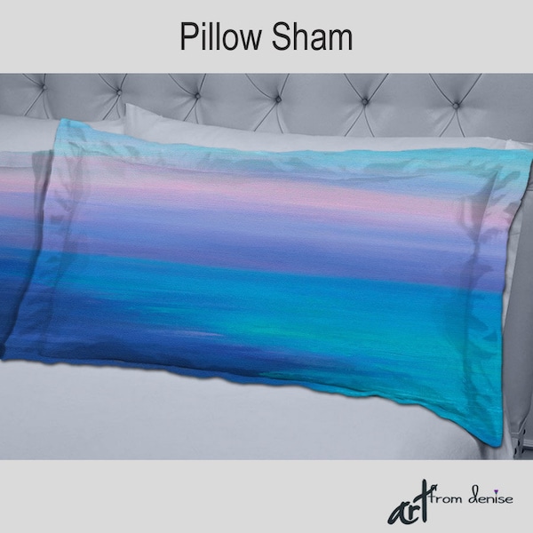 Pillow shams, Aqua teal turquoise, Designer bedding, Purple Navy blue, Decorative pillows, Bedding, Beach Coastal Home Decor, Bedroom