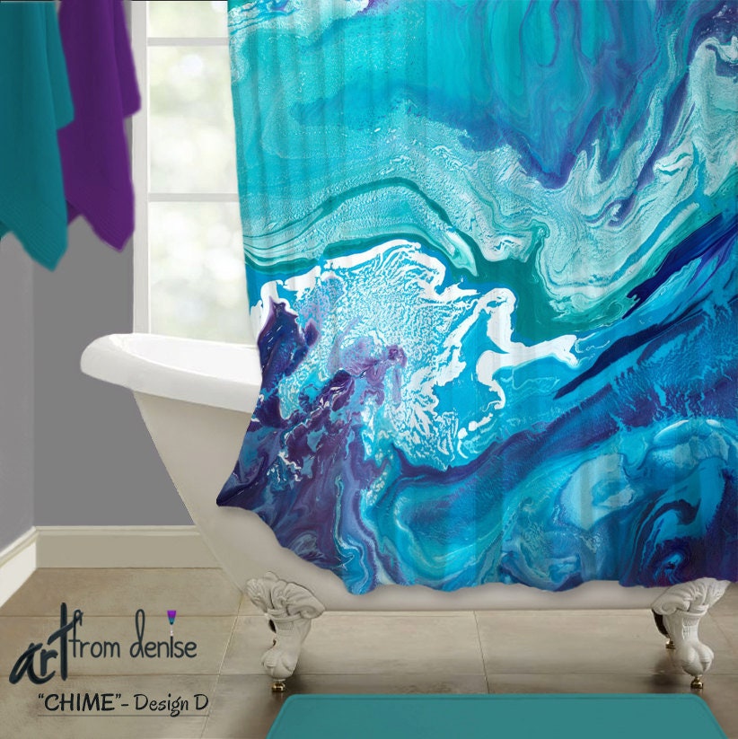 Teal Navy Turquoise And Purple Shower Curtain Colorful Teal Navy Turquoise And Purple Shower, Teal And Purple Shower Curtain