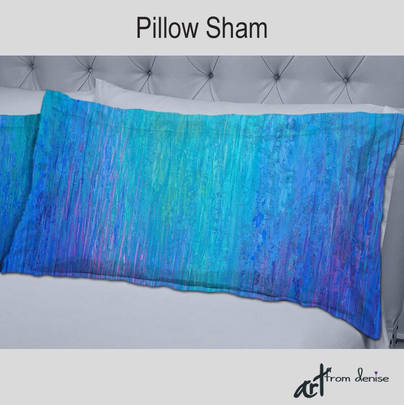 Pillow Shams Aqua Teal Jewel Tone Designer Bedding Purple Etsy