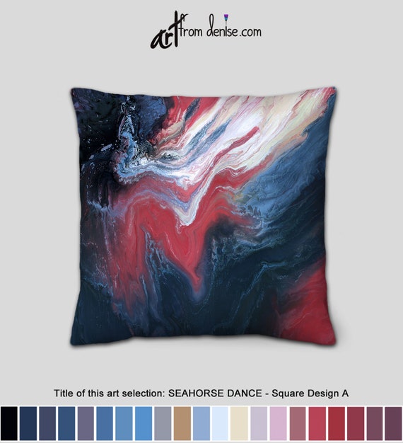 Abstract Navy Blue & Red Accent Pillows, Small Decorative Pillow for Bed  Decor, Modern Throw Pillows for Couch, Large Outside Sofa Cushions 
