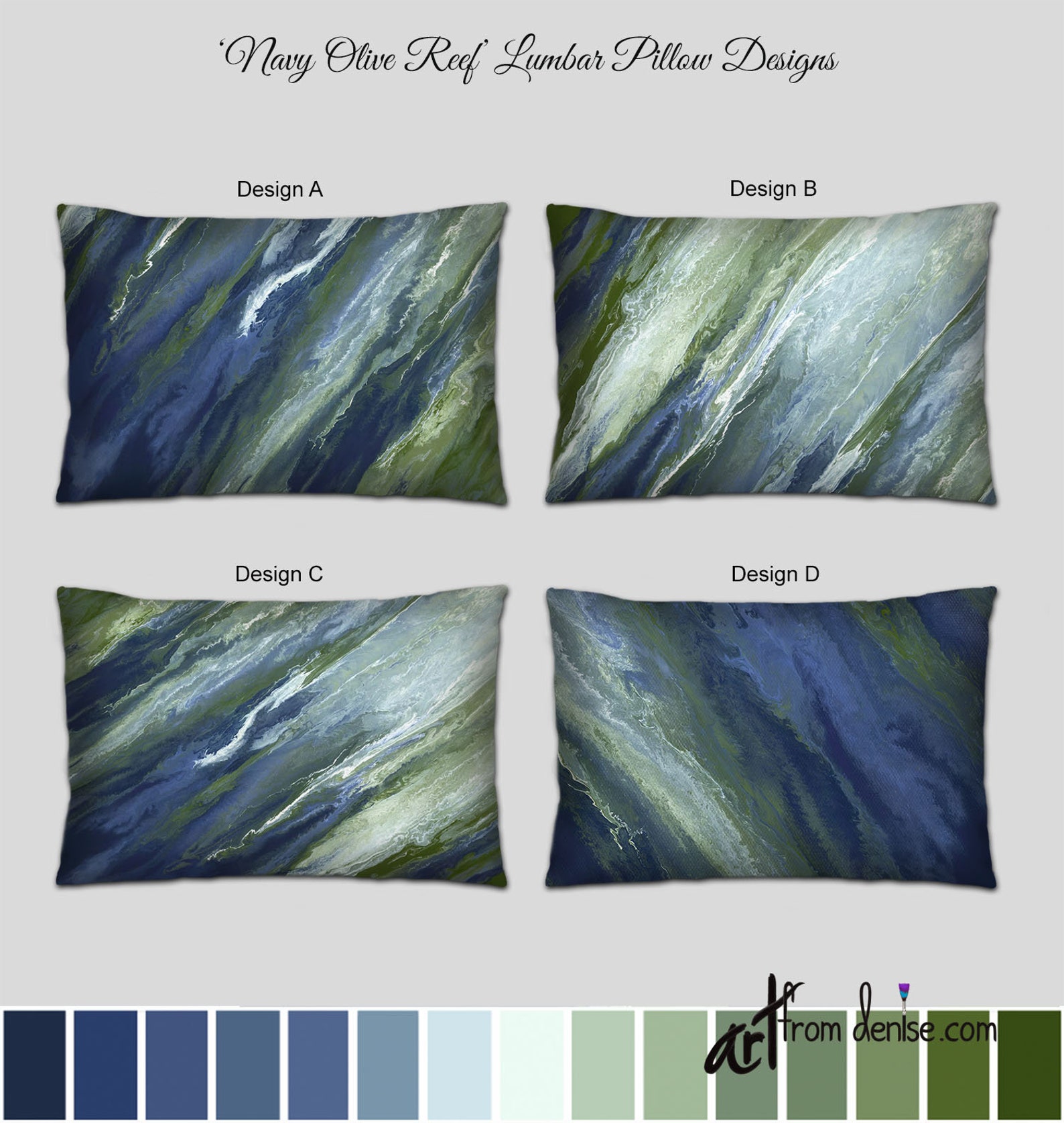 Olive Green Navy Blue and White Throw Pillow for Bed Decor Etsy