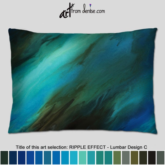Blue Lumbar Support Pillow Brown Teal Throw Pillows Couch Etsy