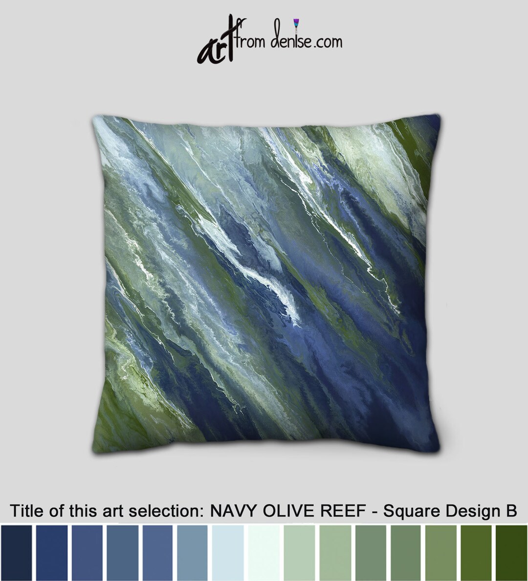 Navy and Olive Green Decorative Pillows or Covers, Green Blue and White