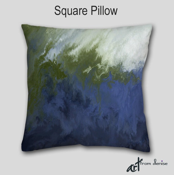 Olive green Navy blue Decorative throw pillow Designer Etsy