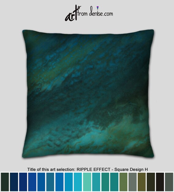Abstract Green Gold Brown Blue Throw Pillows For Bed Decor Etsy