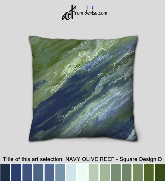 Large Olive Green and Navy Throw Pillows, Blue Decorative Pillows for Couch,  Large Sofa Cushion Covers, or Outdoor Pillows - Etsy
