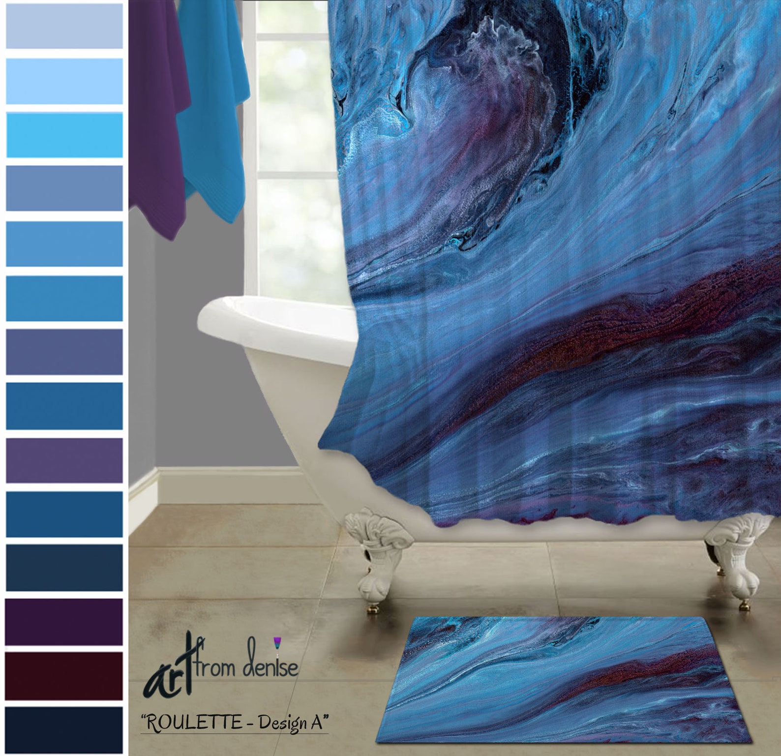 Blue Bath Mat Modern Bathroom Sets Rug Mats or Fabric Etsy