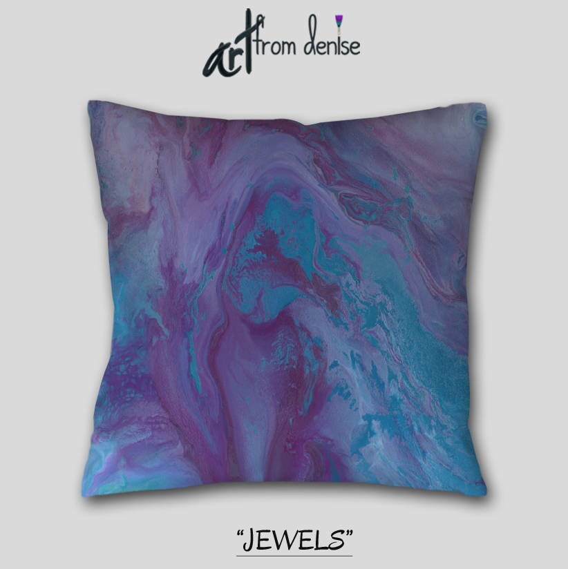 Jewel tone decor Blue Purple plum throw pillow Decorative Etsy