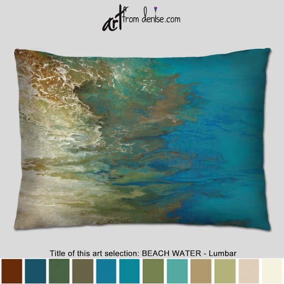 Blue Throw Pillows, Turquoise Gray White and Teal Coastal Beach