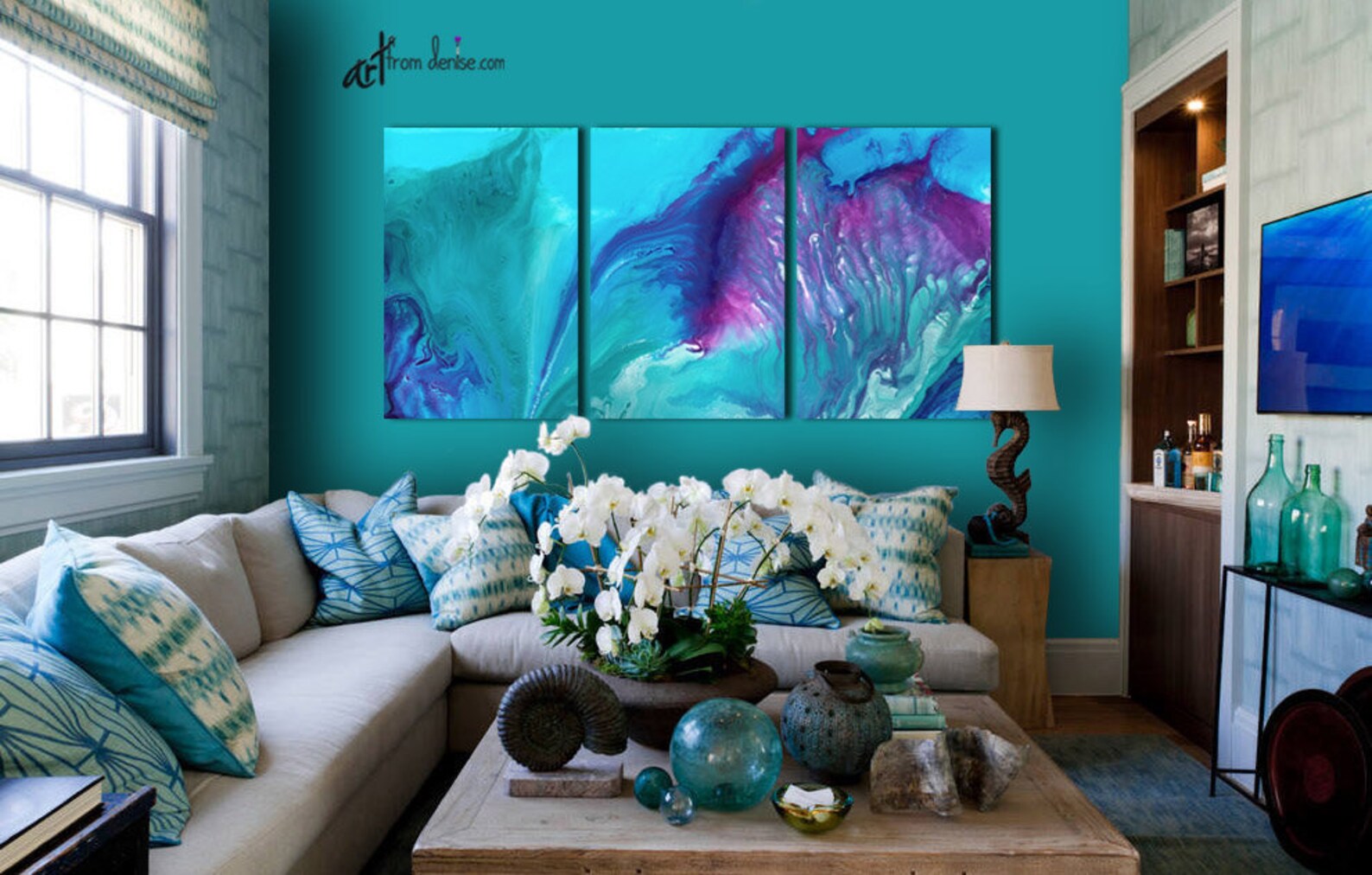 Turquoise Blue & Purple Throw Pillows Small Decorative Etsy