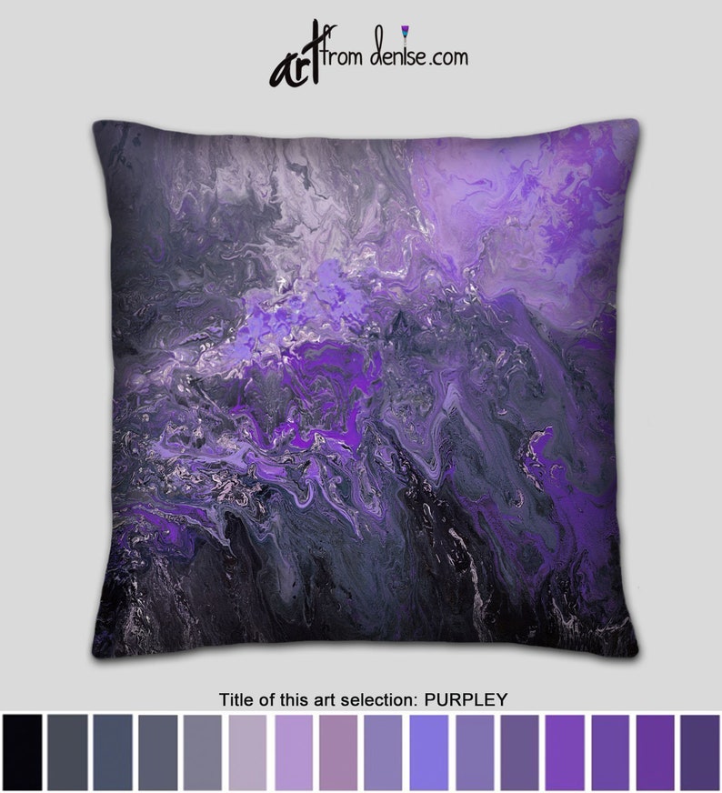 Gray Black And Purple Throw Pillows For Bed Decor Accent Etsy