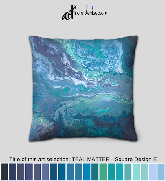 Large Throw Pillows, Teal Aqua Gray and Turquoise Blue Couch Pillows Set,  Bed Decor Pillow, or Blue Lumbar Pillow Covers for Sofa Cushions 