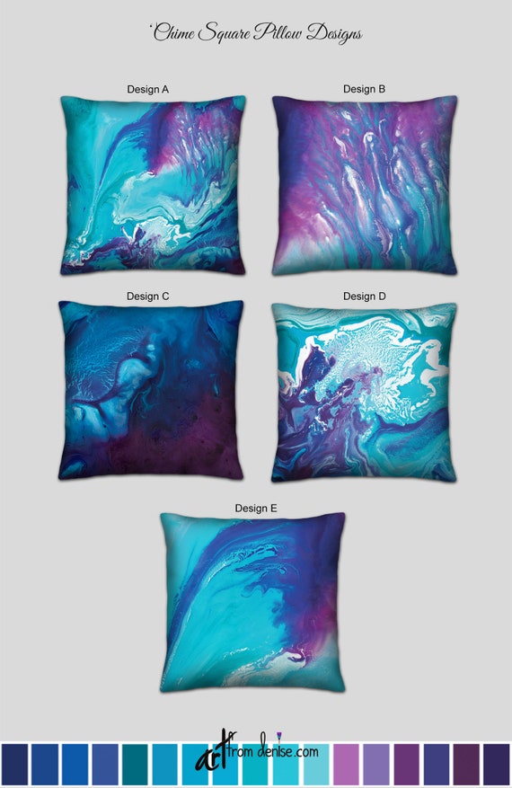 Purple Aqua & Cobalt Blue Throw Pillows, Decorative Pillow for Bed