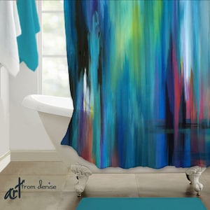 Colorful shower curtain, Contemporary abstract fabric - Modern bathroom decor