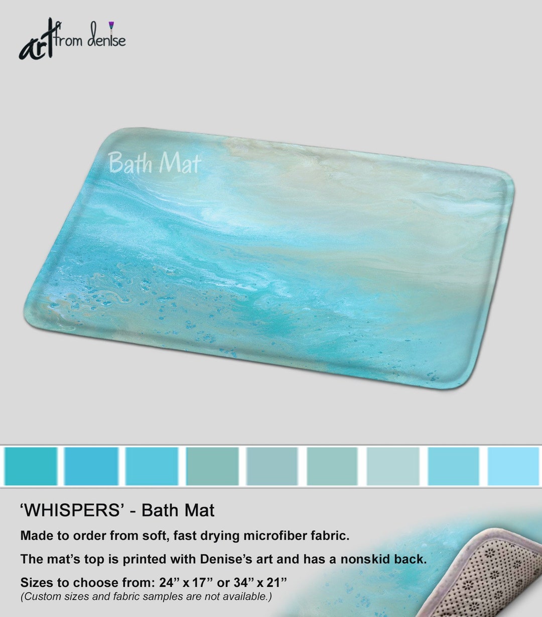 Blue Bath Mat, Modern Bathroom Sets, Abstract Rug Mats And/or Fabric