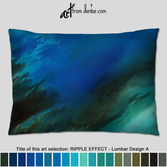 Decorative Lumbar Support Pillow Brown And Blue Throw Pillows Etsy