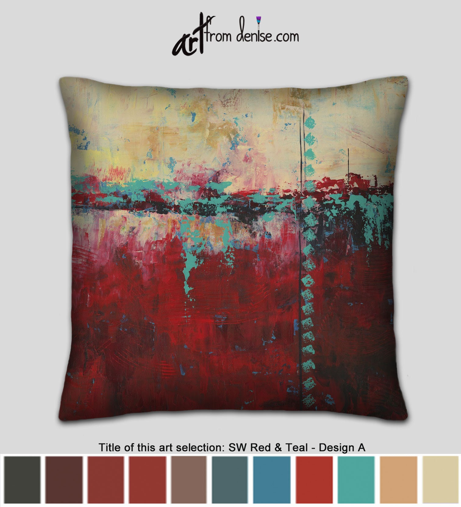 Red and store teal cushions