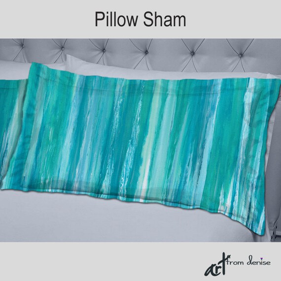 Modern Blue And Teal Pillow Shams For Bed Decor Or Comfortable Etsy