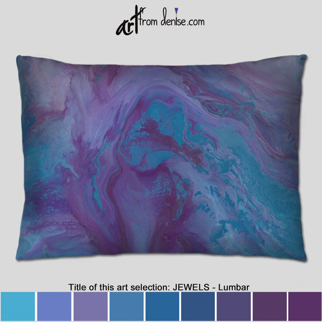 Blue and Purple Lumbar Pillow Purple Throw Pillows for Bed Etsy