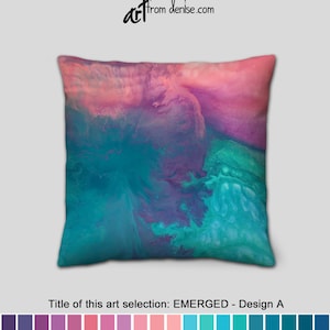 Coral purple turquoise and teal throw pillows, Colorful abstract decorative pillows for bed decor, couch cushions sets, or outdoor pillows