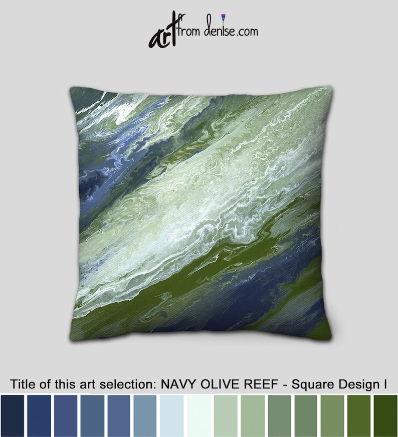 Sage Green and Navy Blue Throw Pillows for Bed Decor Large Etsy