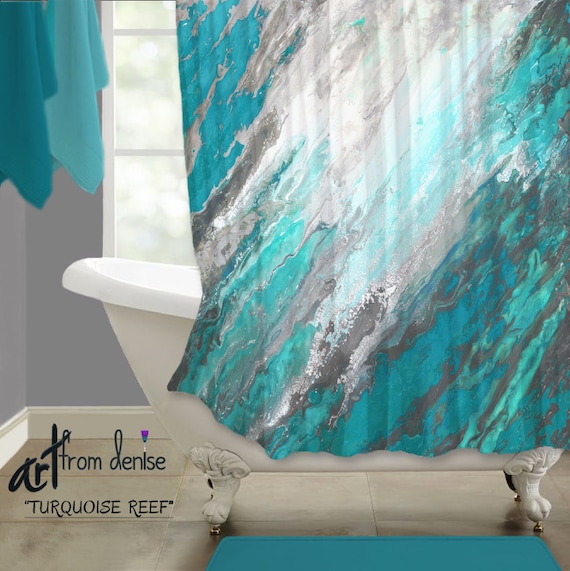 Shower Curtain with Hooks-Black and White Gray Teal Shower Curtain  Waterproof Shower Curtains and Polyester Bath Curtain for Bathroom,  Textured Fabric