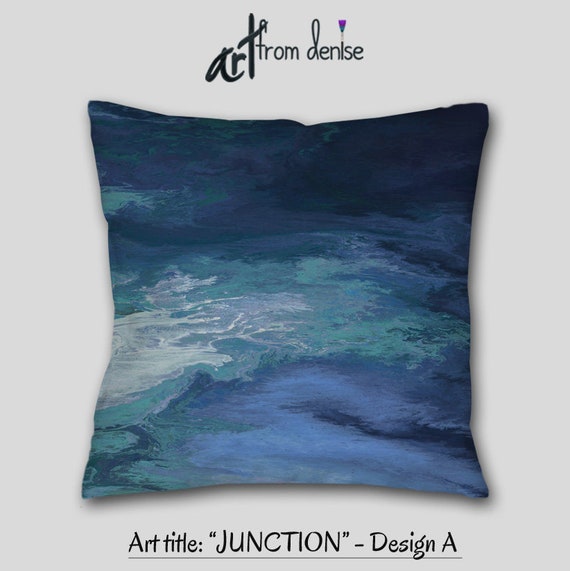 Navy Blue & Teal Throw Pillows Small Decorative Accent Pillow for Bed  Decor, Large Sofa Cushions or Blue Outdoor Couch Pillows 
