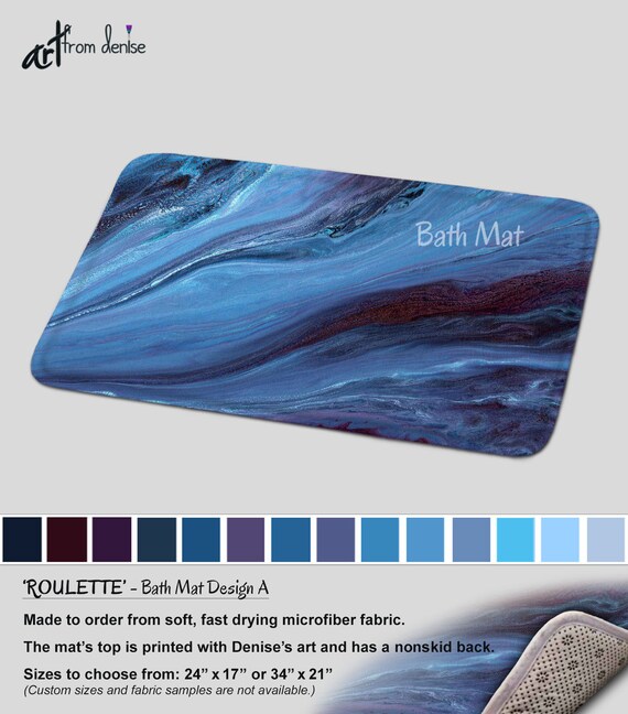 Blue Bath Mat Modern Bathroom Sets Rug Mats Or Fabric Etsy
