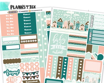 Winter Snow Mini Planner Sticker Set - Erin Condren Planner Stickers, Personal Planner Stickers, Kikki, Filofax, Day Planner, Checklist