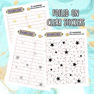 Foiled Clear Star Header Stickers - Planner Stickers for Erin Condren, Happy Planner, Filofax, Kikki K, Diary, Journals and Scrapbooking
