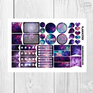 Galaxy Space Weekly Planner Stickers - Flags, To do Lists,Planner Stickers, Kiss Cut, Calendar Stickers, Life Planner Stickers, Scrapbooking