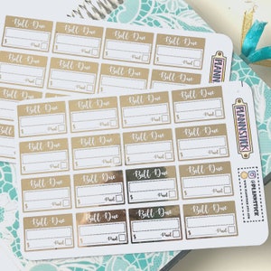 Gold Foiled Bill Payment Stickers - Planner Stickers, Reminder Stickers, Kikki K, Journaling