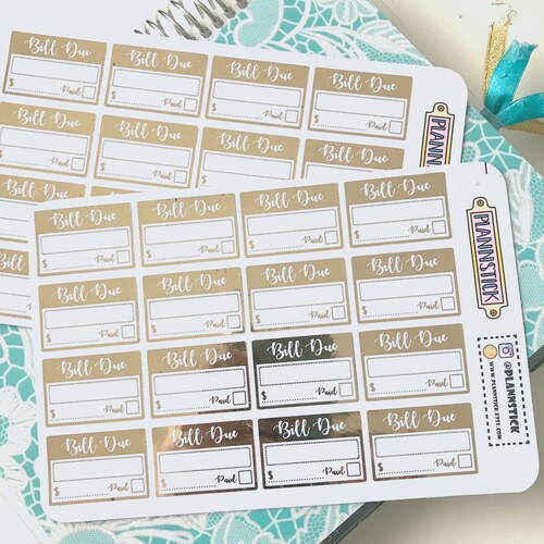 Gold Foiled Bill Payment Stickers Planner Stickers Reminder Etsy