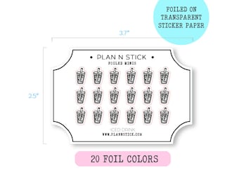 Foiled Transparent Iced Drink Icon Planner Stickers - Stickers for Erin Condren, Happy Planner, Filofax, Kikki K, Diary, Journals