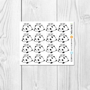 Lazy Day Panda Stickers - Event Planner Stickers, Kiss Cut, Calendar Stickers, Life Planner Stickers, Scrapbooking, Journal, Diary Stickers