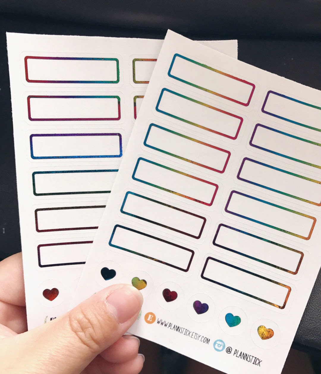 Rainbow Foiled Quarter Boxes and Hearts - Planner Stickers for Erin ...