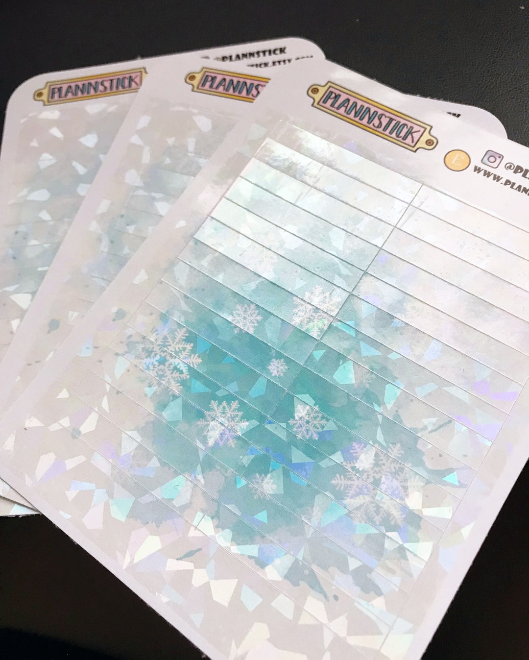Shattered Foiled Snowy Background Planner Header Stickers - Life ...