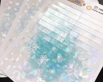 Shattered Foiled Snowy Background Planner Header Stickers - Life Planner, Happy Planner, Erin Condren, Bullet Journal, Scrapbooking