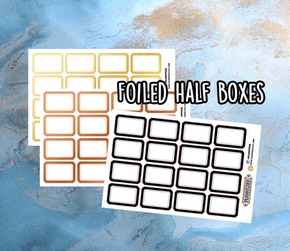 Foiled Half Box Planner Stickers - Stickers for Erin Condren, Happy Planner, Filofax, Kikki K, Diary, Journals