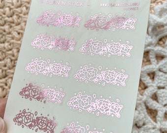 Foiled Peony Divider Transparent Overlay Stickers