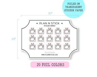 Foiled Transparent Television Icon Planner Stickers - Stickers for Erin Condren, Happy Planner, Filofax, Kikki K, Diary, Journals
