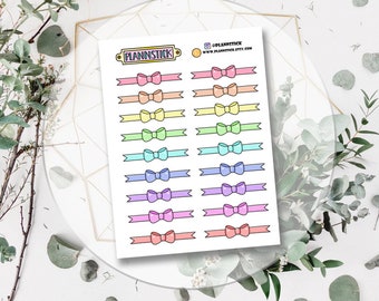 Colorful Bow Dividers - Planner Stickers, Kiss Cut, Calendar Stickers, Life Planner Stickers, Scrapbooking